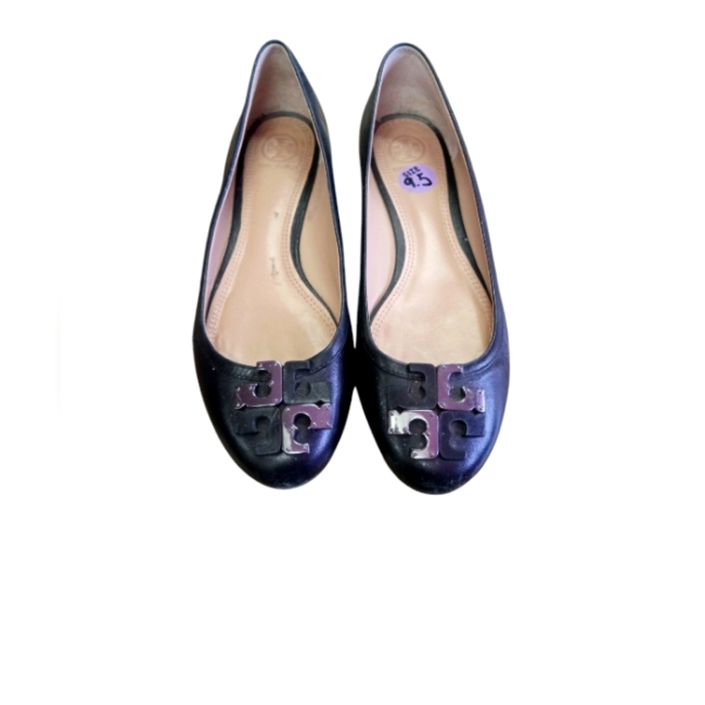 Tory Burch Lowell 2TB logo ballet flat nappa leather in black